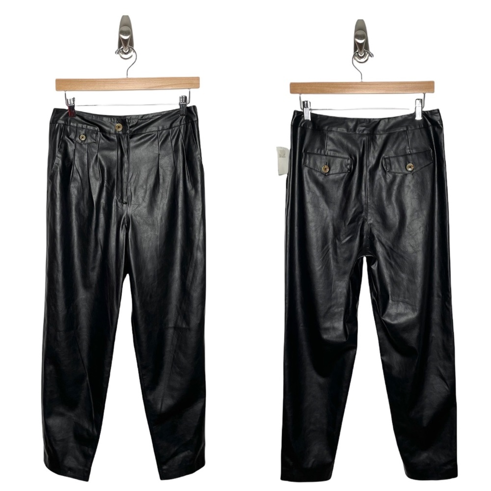 Blank NYC | NWT Pleated Carrot Leg Faux Leather Trousers 28